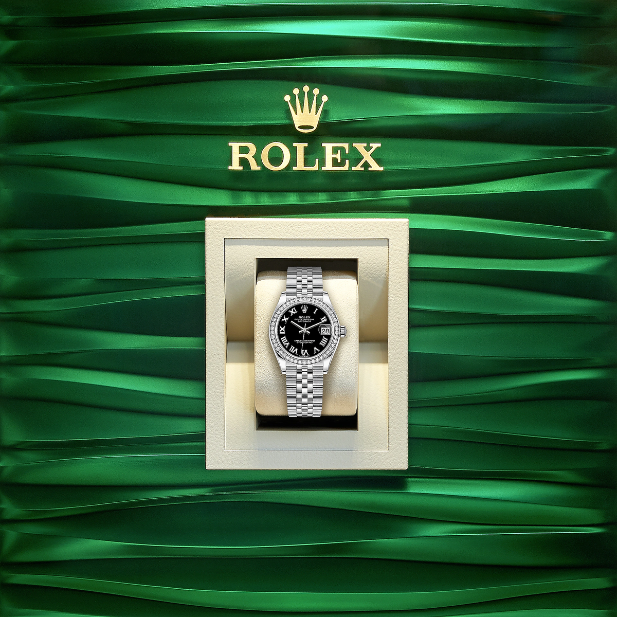 Datejust 31, Oystersteel, 18kt White Gold and diamonds, Ref# 278384RBR-0002