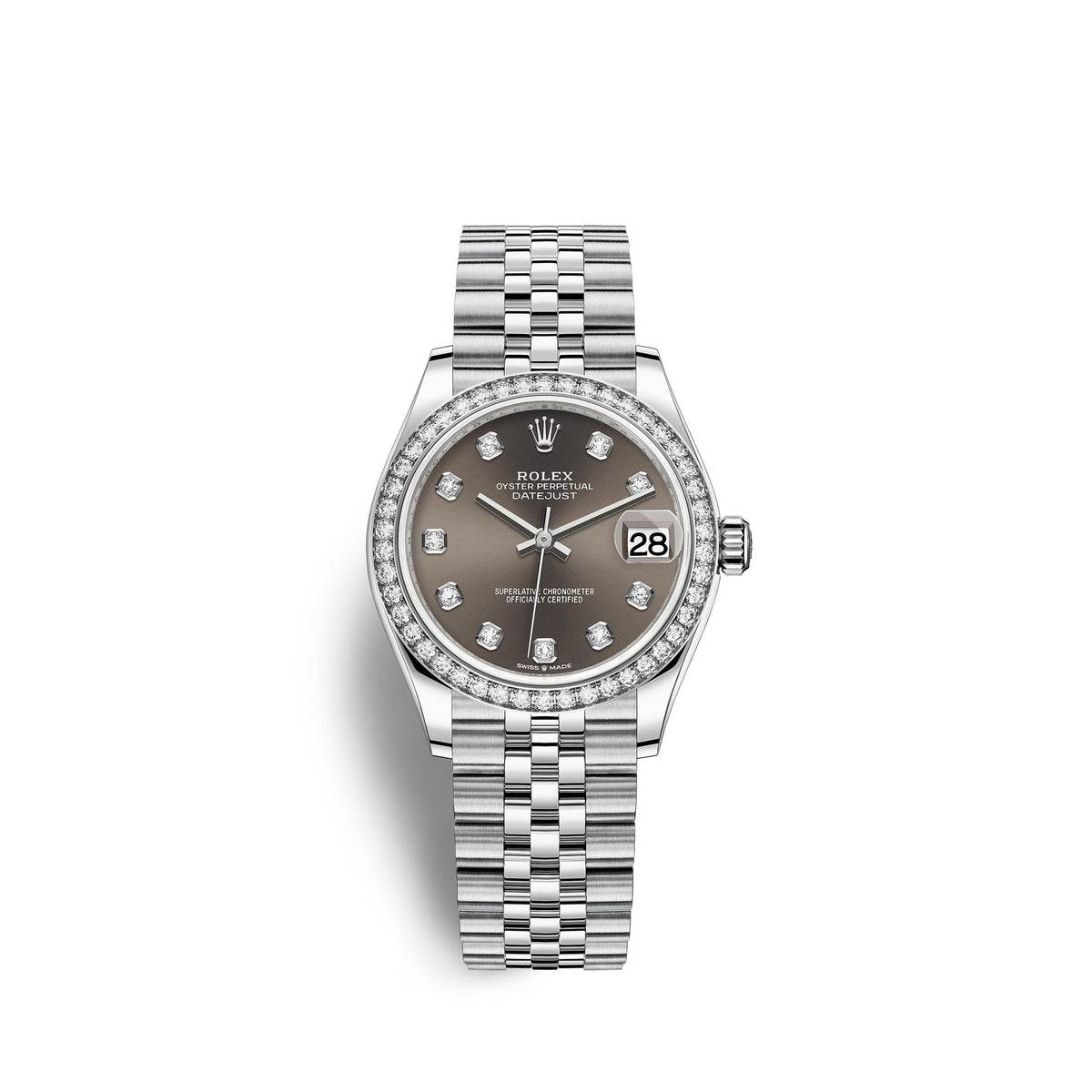 Datejust 31, Oystersteel, 18kt White Gold and diamonds, Ref# 278384RBR-0010