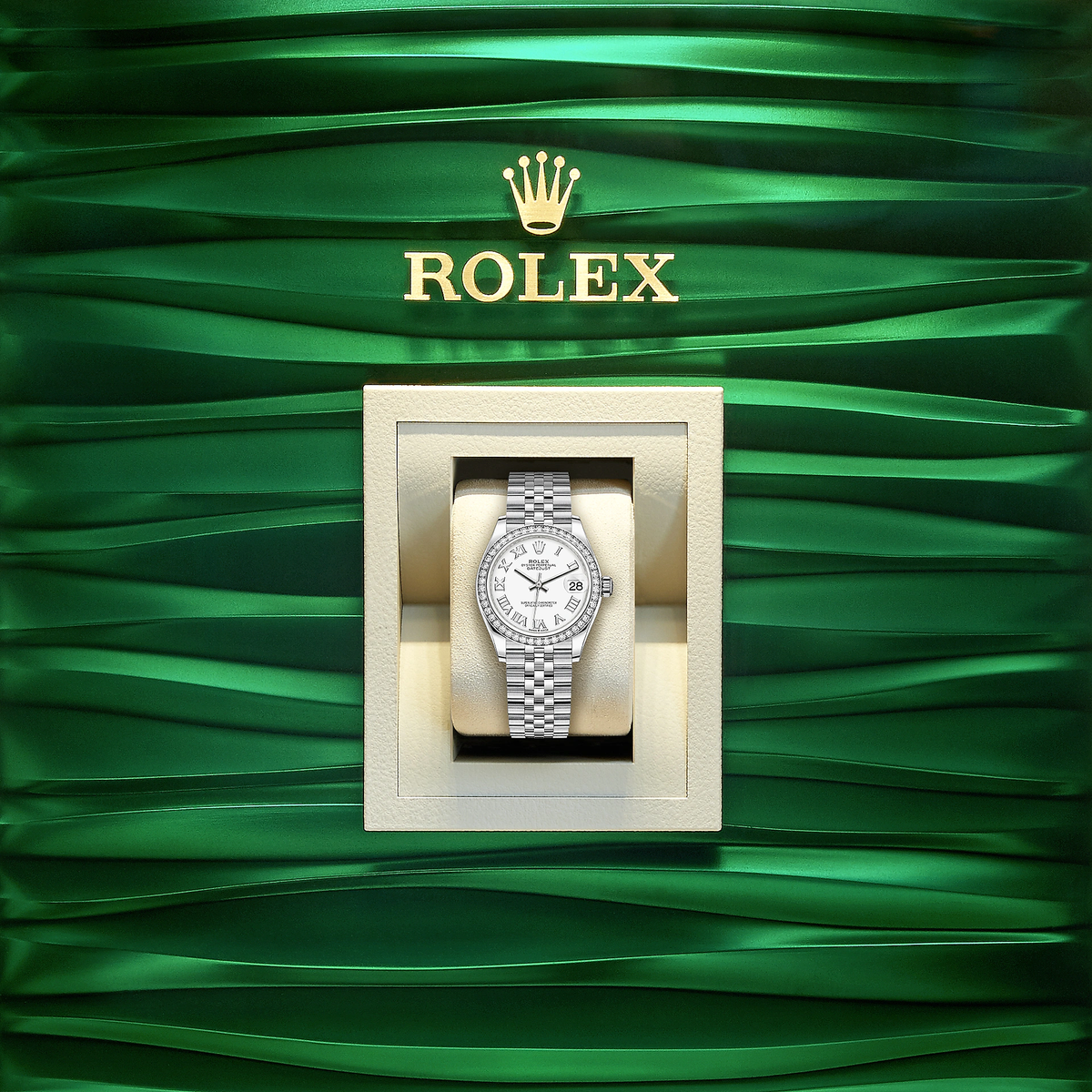 Datejust 31, Oystersteel, 18kt White Gold and diamonds, Ref# 278384RBR-0014