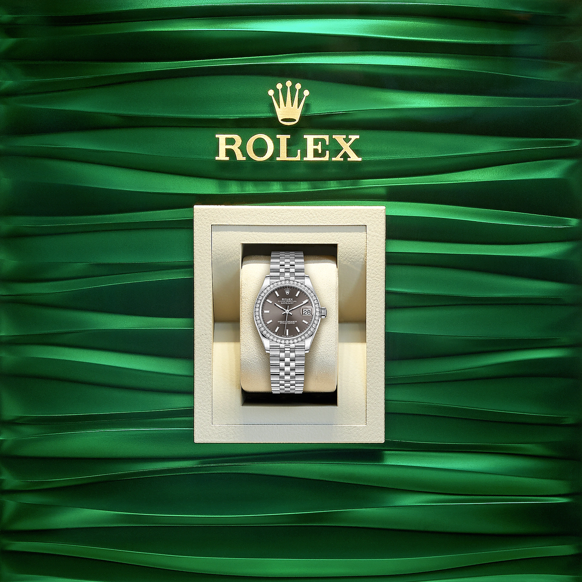 Datejust 31, Oystersteel, 18kt White Gold and diamonds, Ref# 278384RBR-0020