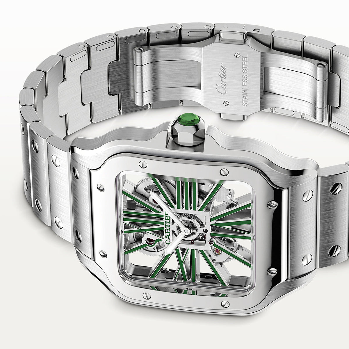 Santos de Cartier Large Skeleton/Green Dial Men’s Watch